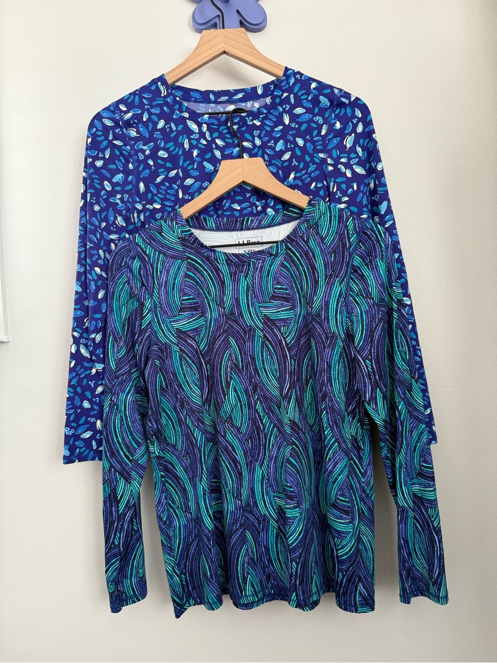 L.L. Bean Small Rashgaurds Sun Shirt 2 Pack Long Sleeve Blue Teal Swim Beach UPF